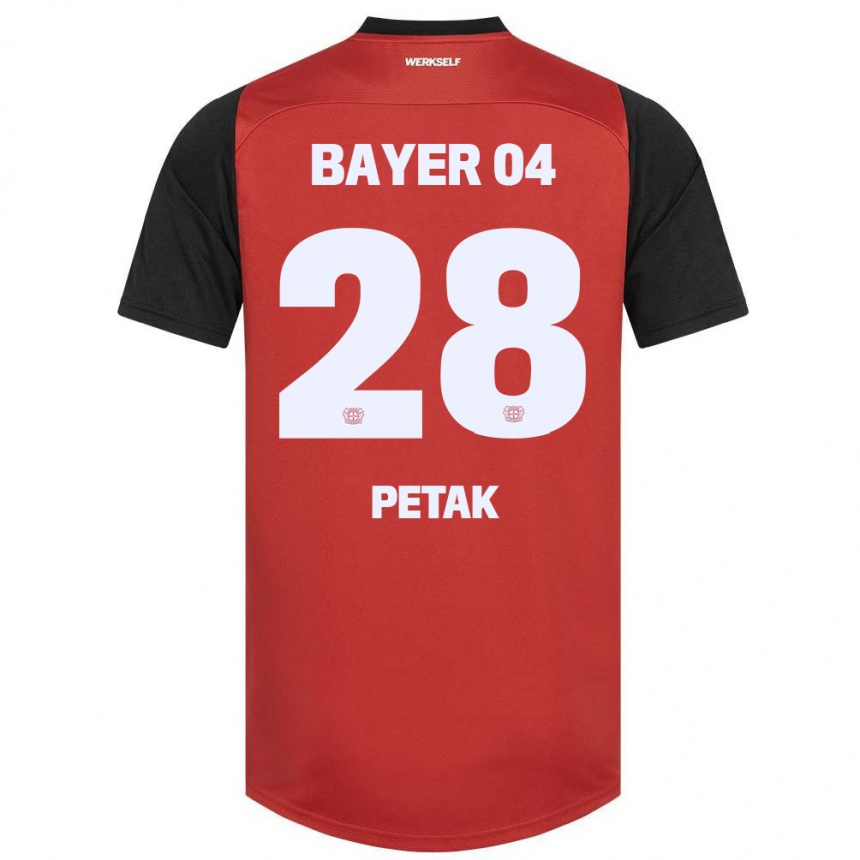 Kinder Fußball Raoul Petak #28 Rot Schwarz Heimtrikot Trikot 2024/25 T-Shirt Luxemburg