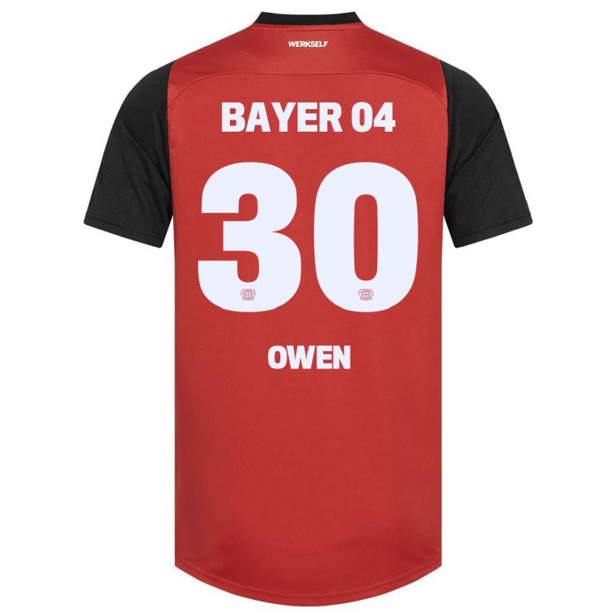 Kinder Fußball Emmanuel Owen #30 Rot Schwarz Heimtrikot Trikot 2024/25 T-Shirt Luxemburg