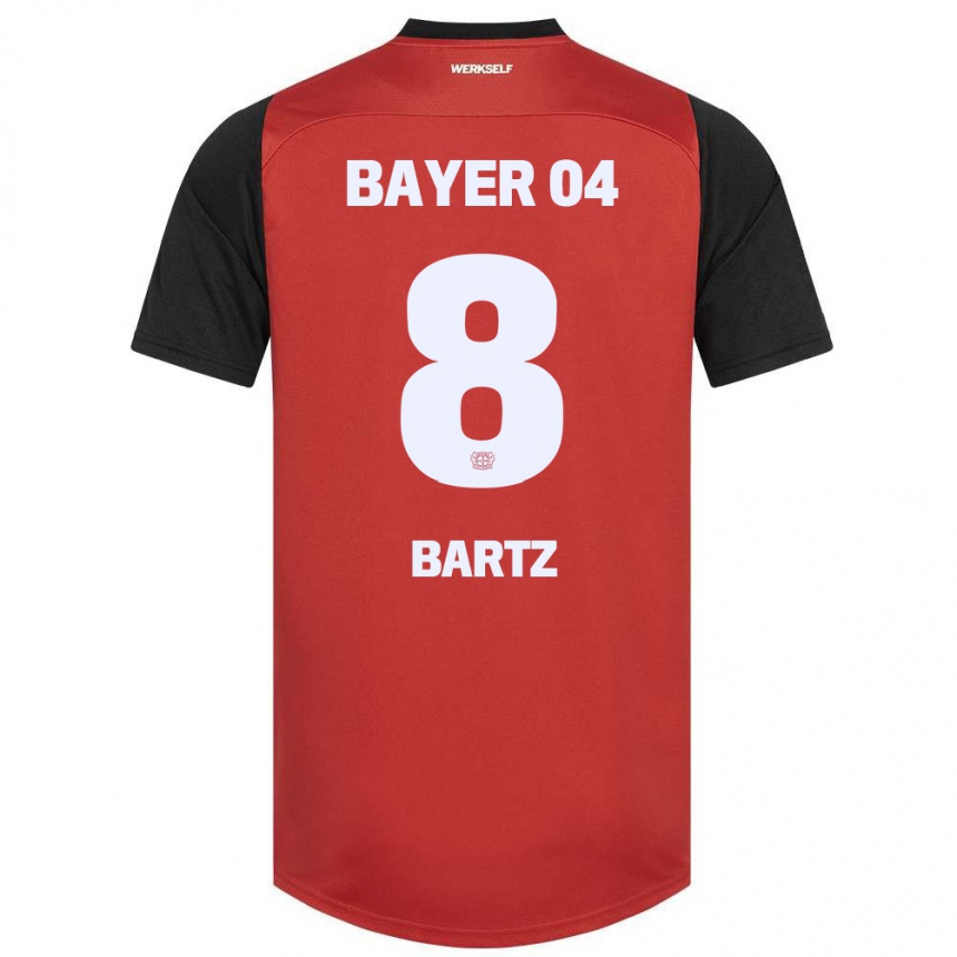 Kinder Fußball Paulina Bartz #8 Rot Schwarz Heimtrikot Trikot 2024/25 T-Shirt Luxemburg