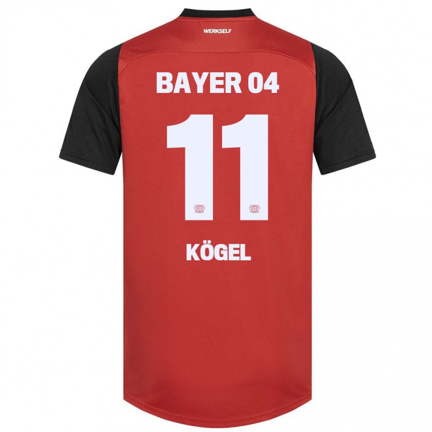 Kinder Fußball Kristin Kögel #11 Rot Schwarz Heimtrikot Trikot 2024/25 T-Shirt Luxemburg