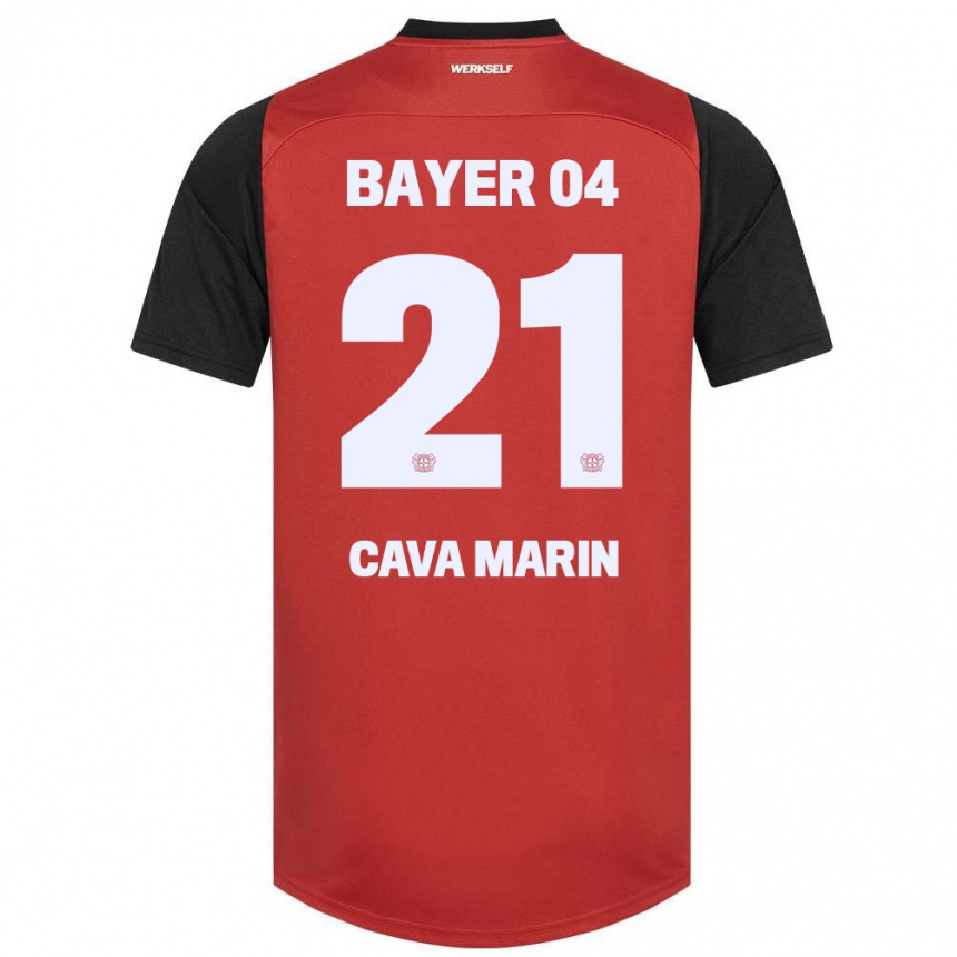 Kinder Fußball Sofia Cava Marin #21 Rot Schwarz Heimtrikot Trikot 2024/25 T-Shirt Luxemburg