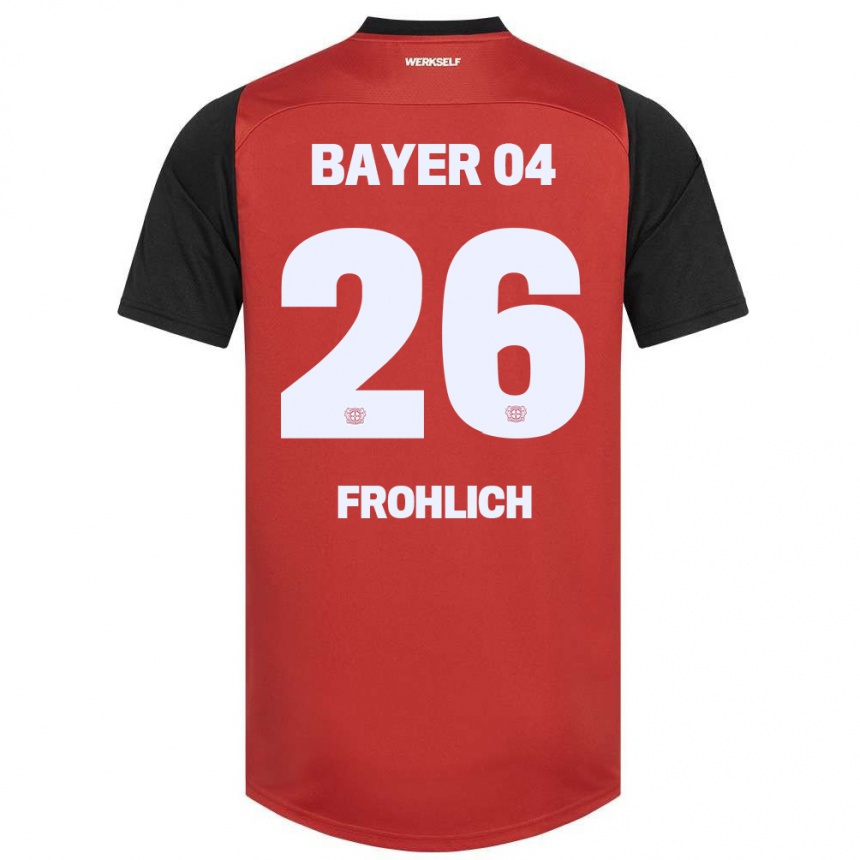 Kinder Fußball Clara Fröhlich #26 Rot Schwarz Heimtrikot Trikot 2024/25 T-Shirt Luxemburg