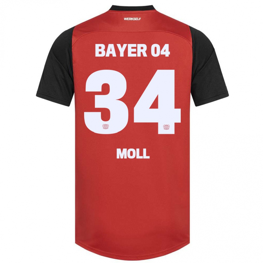 Kinder Fußball Anne Moll #34 Rot Schwarz Heimtrikot Trikot 2024/25 T-Shirt Luxemburg