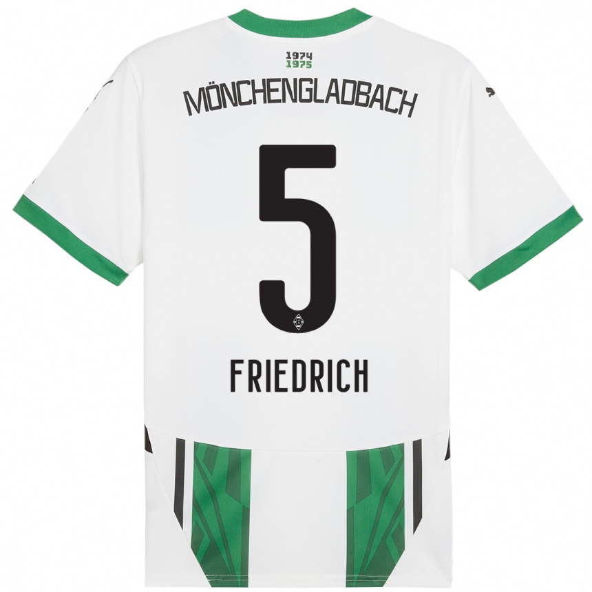 Kinder Fußball Marvin Friedrich #5 Weiß Grün Heimtrikot Trikot 2024/25 T-Shirt Luxemburg