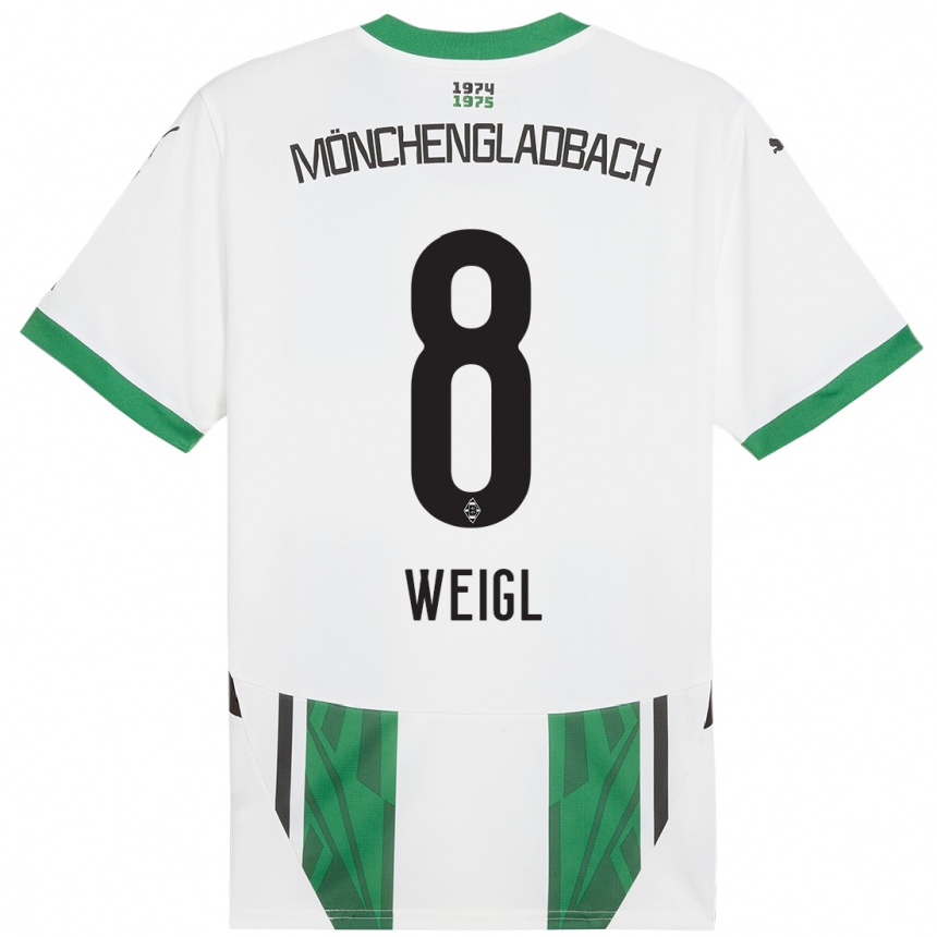 Kinder Fußball Julian Weigl #8 Weiß Grün Heimtrikot Trikot 2024/25 T-Shirt Luxemburg