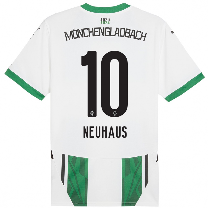 Kinder Fußball Florian Neuhaus #10 Weiß Grün Heimtrikot Trikot 2024/25 T-Shirt Luxemburg