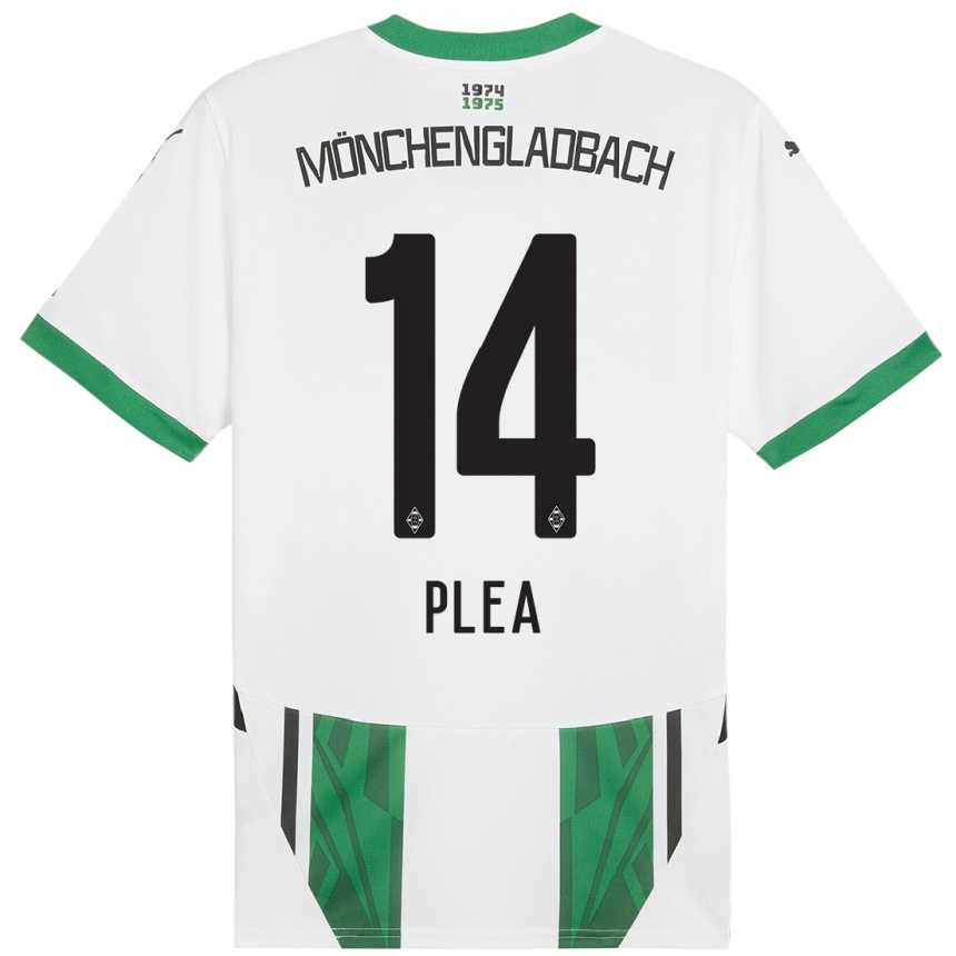 Kinder Fußball Alassane Plea #14 Weiß Grün Heimtrikot Trikot 2024/25 T-Shirt Luxemburg