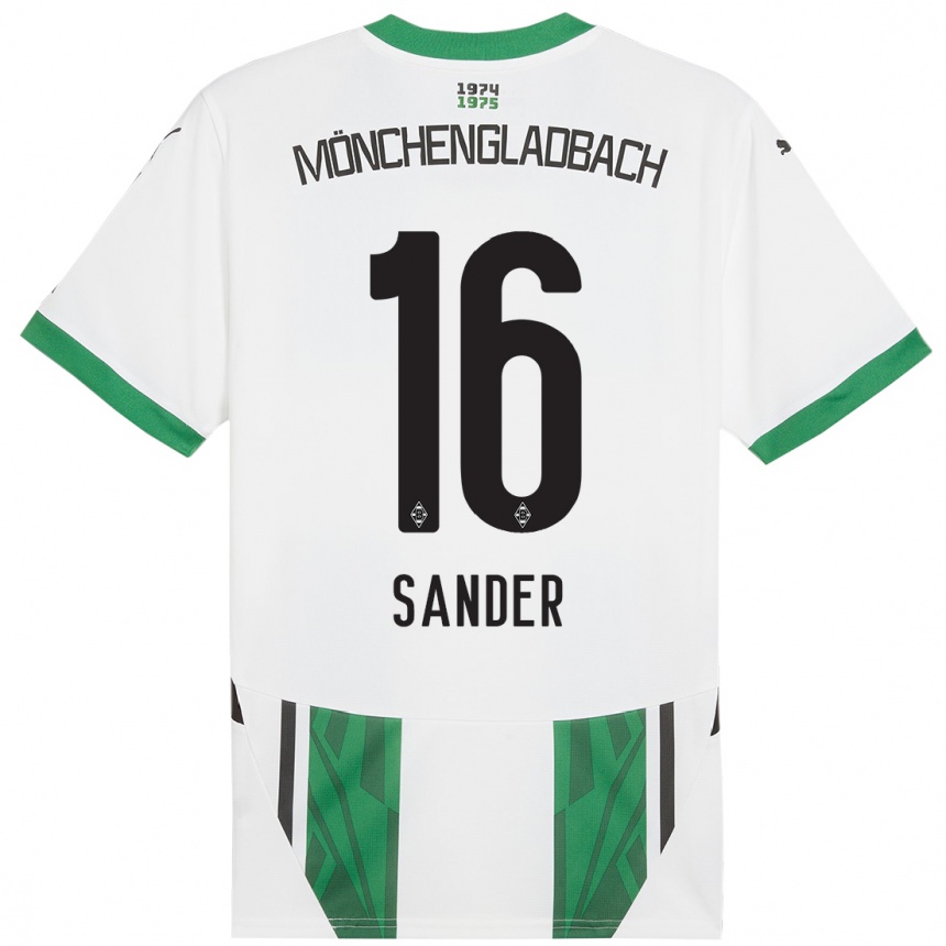 Kinder Fußball Philipp Sander #16 Weiß Grün Heimtrikot Trikot 2024/25 T-Shirt Luxemburg