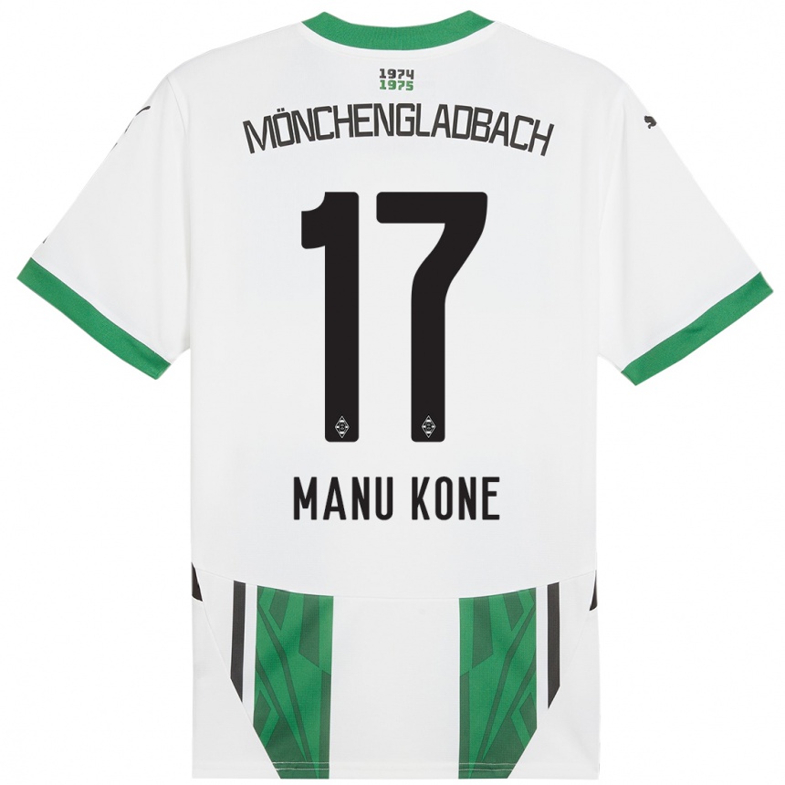 Kinder Fußball Manu Koné #17 Weiß Grün Heimtrikot Trikot 2024/25 T-Shirt Luxemburg