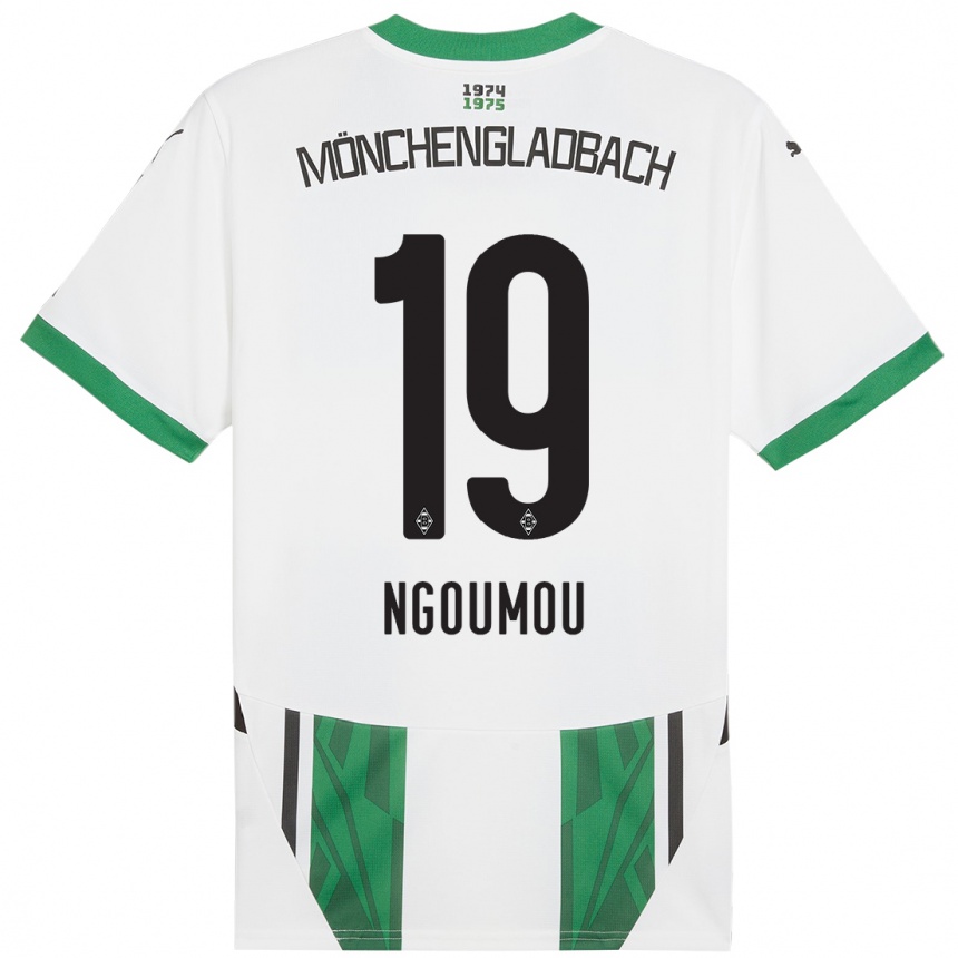 Kinder Fußball Nathan Ngoumou #19 Weiß Grün Heimtrikot Trikot 2024/25 T-Shirt Luxemburg