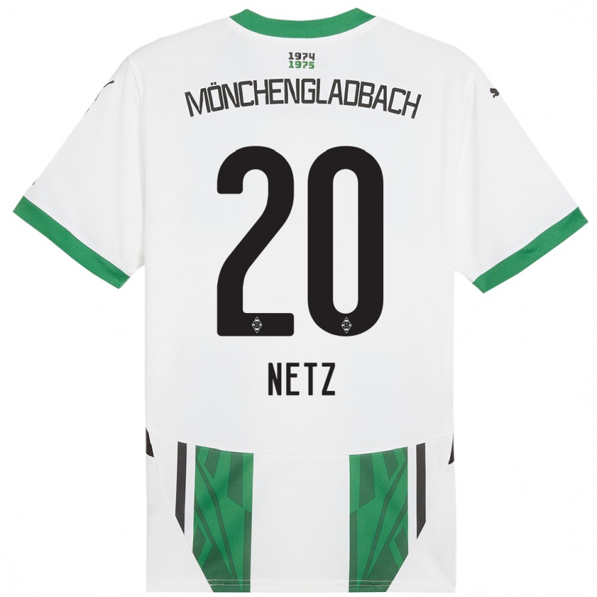 Kinder Fußball Luca Netz #20 Weiß Grün Heimtrikot Trikot 2024/25 T-Shirt Luxemburg