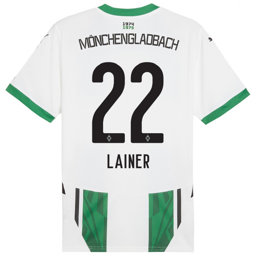 Kinder Fußball Stefan Lainer #22 Weiß Grün Heimtrikot Trikot 2024/25 T-Shirt Luxemburg