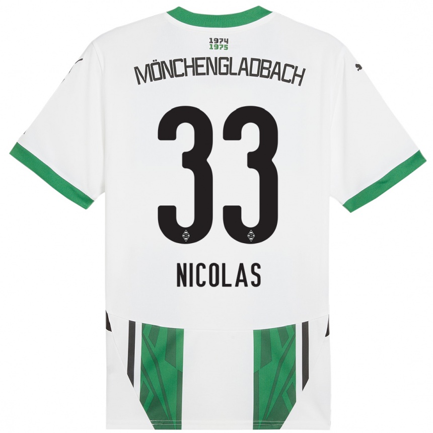 Kinder Fußball Moritz Nicolas #33 Weiß Grün Heimtrikot Trikot 2024/25 T-Shirt Luxemburg