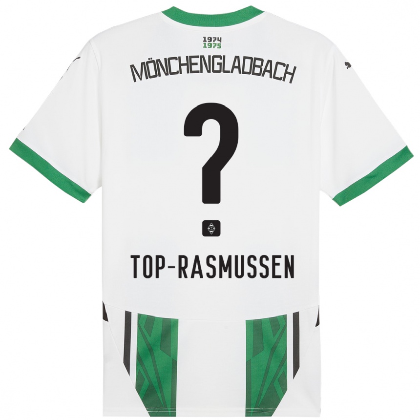 Kinder Fußball Tristan Top-Rasmussen #0 Weiß Grün Heimtrikot Trikot 2024/25 T-Shirt Luxemburg