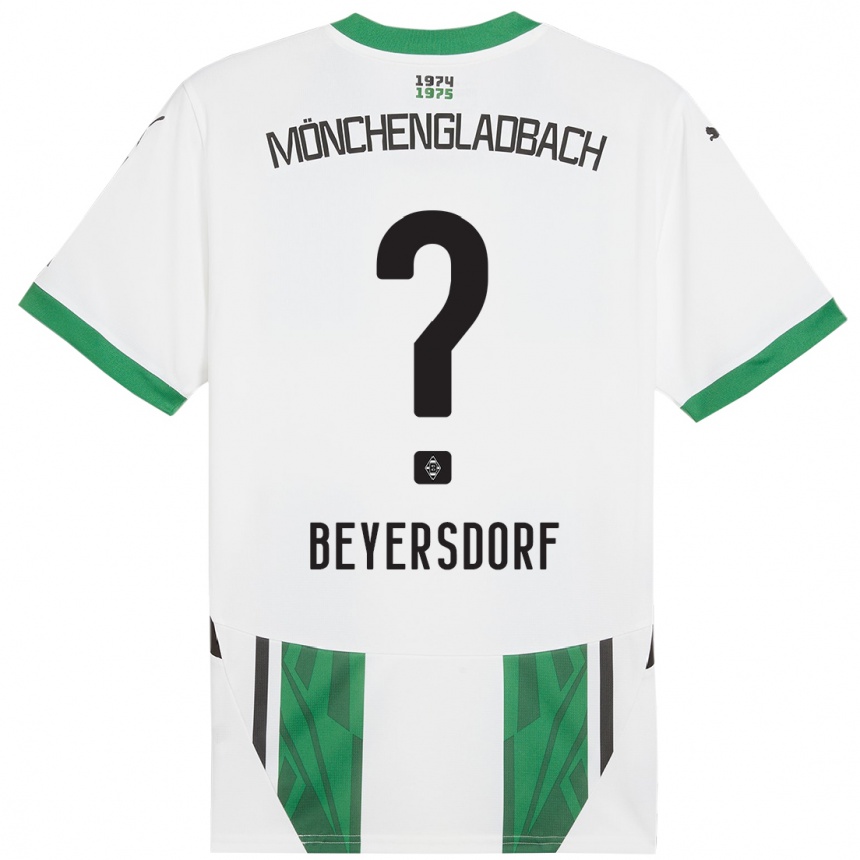 Kinder Fußball Chris Beyersdorf #0 Weiß Grün Heimtrikot Trikot 2024/25 T-Shirt Luxemburg