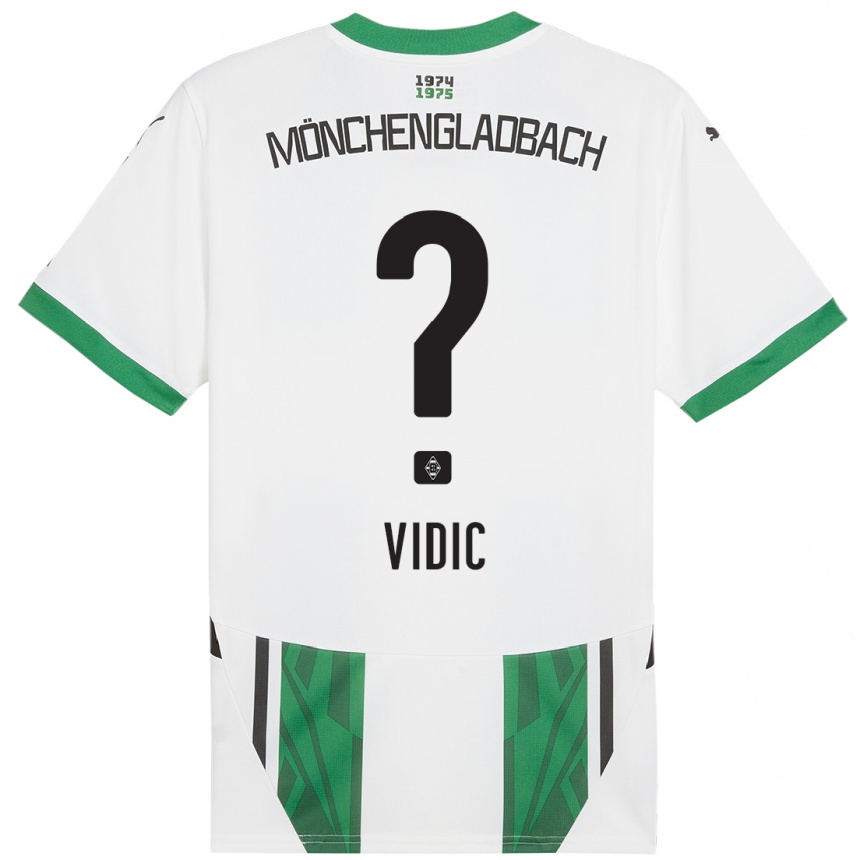 Kinder Fußball Nico Vidic #0 Weiß Grün Heimtrikot Trikot 2024/25 T-Shirt Luxemburg