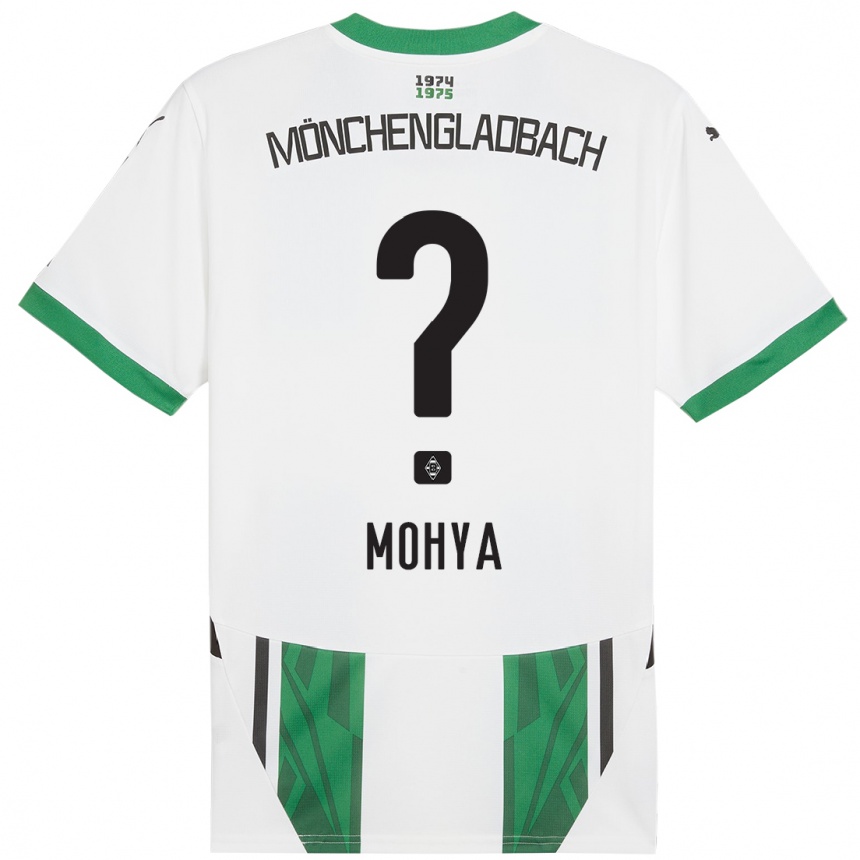 Kinder Fußball Wael Mohya #0 Weiß Grün Heimtrikot Trikot 2024/25 T-Shirt Luxemburg