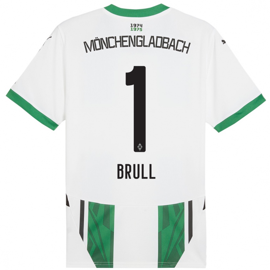 Kinder Fußball Maximilian Brüll #1 Weiß Grün Heimtrikot Trikot 2024/25 T-Shirt Luxemburg