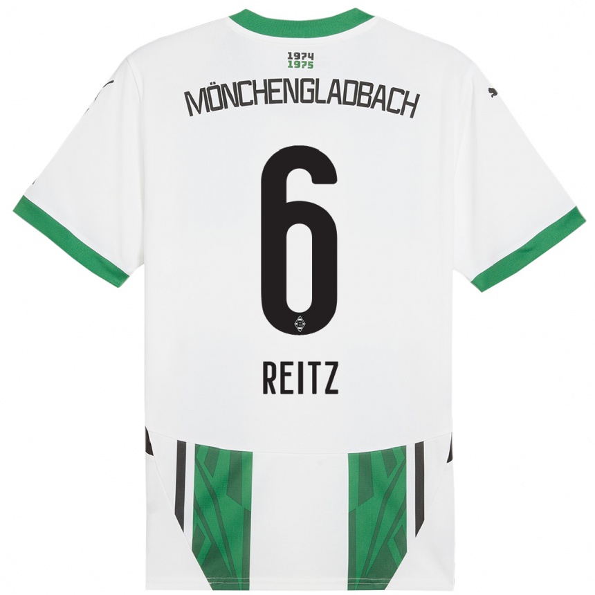 Kinder Fußball Tony Reitz #6 Weiß Grün Heimtrikot Trikot 2024/25 T-Shirt Luxemburg