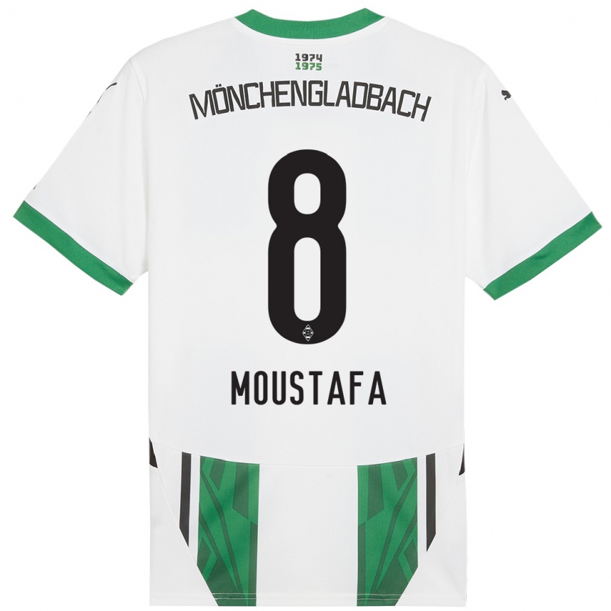 Kinder Fußball Moustafa Ashraf Moustafa #8 Weiß Grün Heimtrikot Trikot 2024/25 T-Shirt Luxemburg