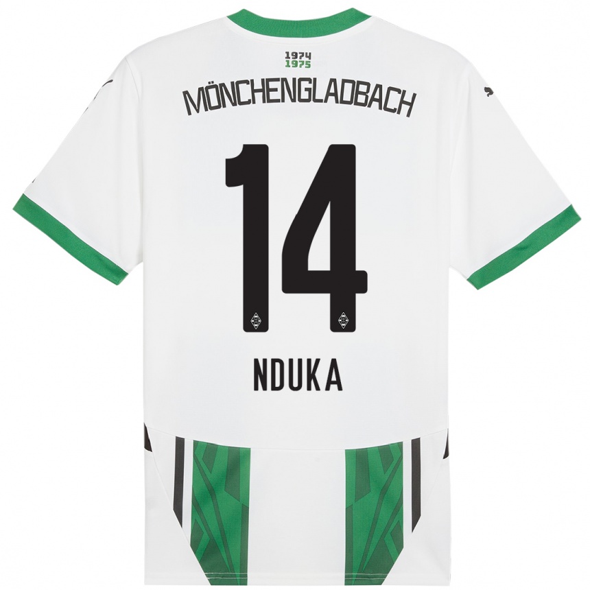 Kinder Fußball Michael Nduka #14 Weiß Grün Heimtrikot Trikot 2024/25 T-Shirt Luxemburg