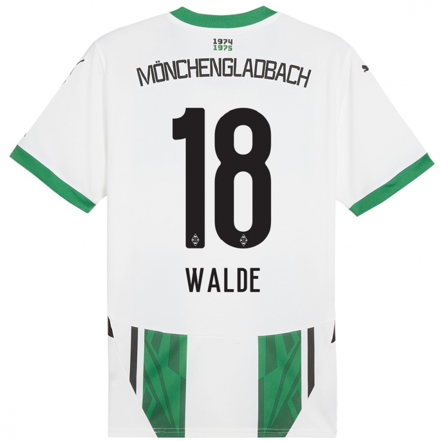 Kinder Fußball Simon Walde #18 Weiß Grün Heimtrikot Trikot 2024/25 T-Shirt Luxemburg