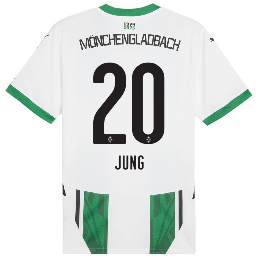 Kinder Fußball In-Gyom Jung #20 Weiß Grün Heimtrikot Trikot 2024/25 T-Shirt Luxemburg