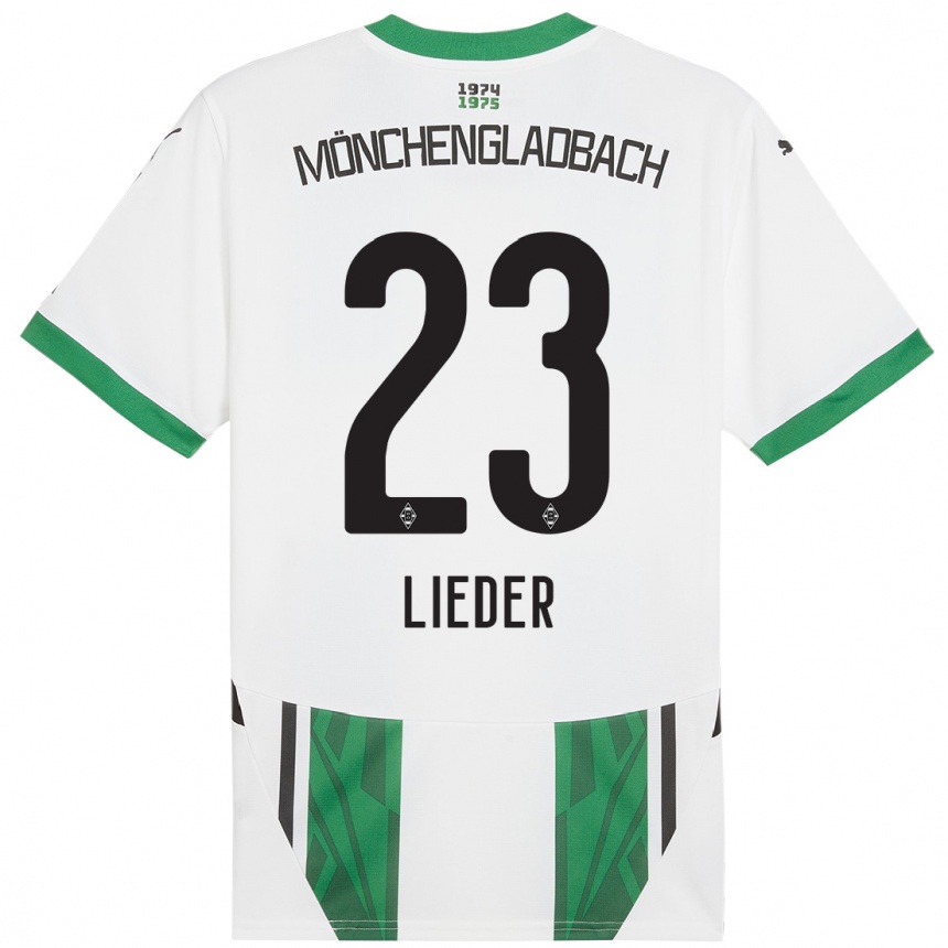 Kinder Fußball Michel Lieder #23 Weiß Grün Heimtrikot Trikot 2024/25 T-Shirt Luxemburg