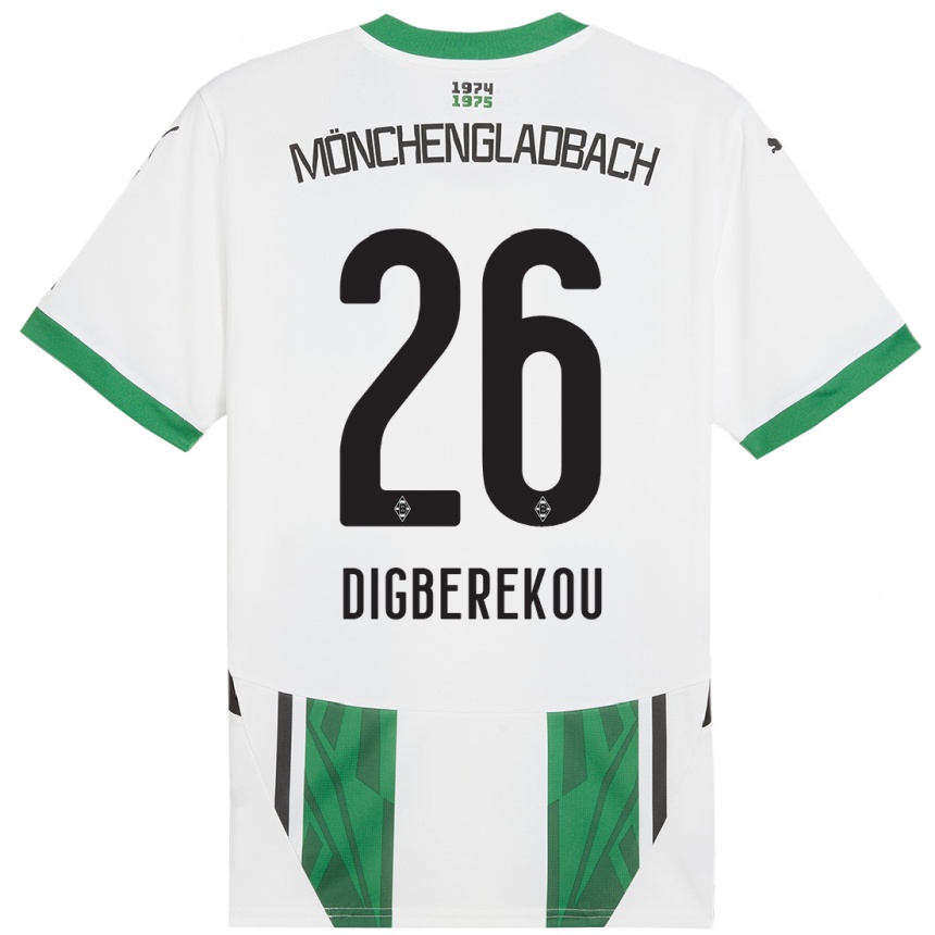 Kinder Fußball Ibrahim Digberekou #26 Weiß Grün Heimtrikot Trikot 2024/25 T-Shirt Luxemburg