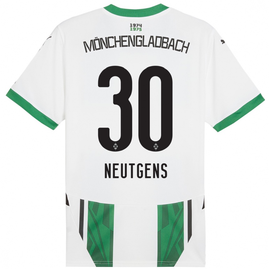 Kinder Fußball Maximilian Neutgens #30 Weiß Grün Heimtrikot Trikot 2024/25 T-Shirt Luxemburg