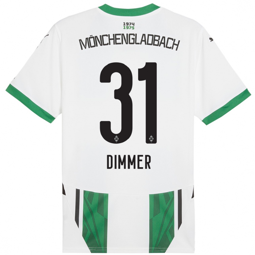 Kinder Fußball Florian Dimmer #31 Weiß Grün Heimtrikot Trikot 2024/25 T-Shirt Luxemburg