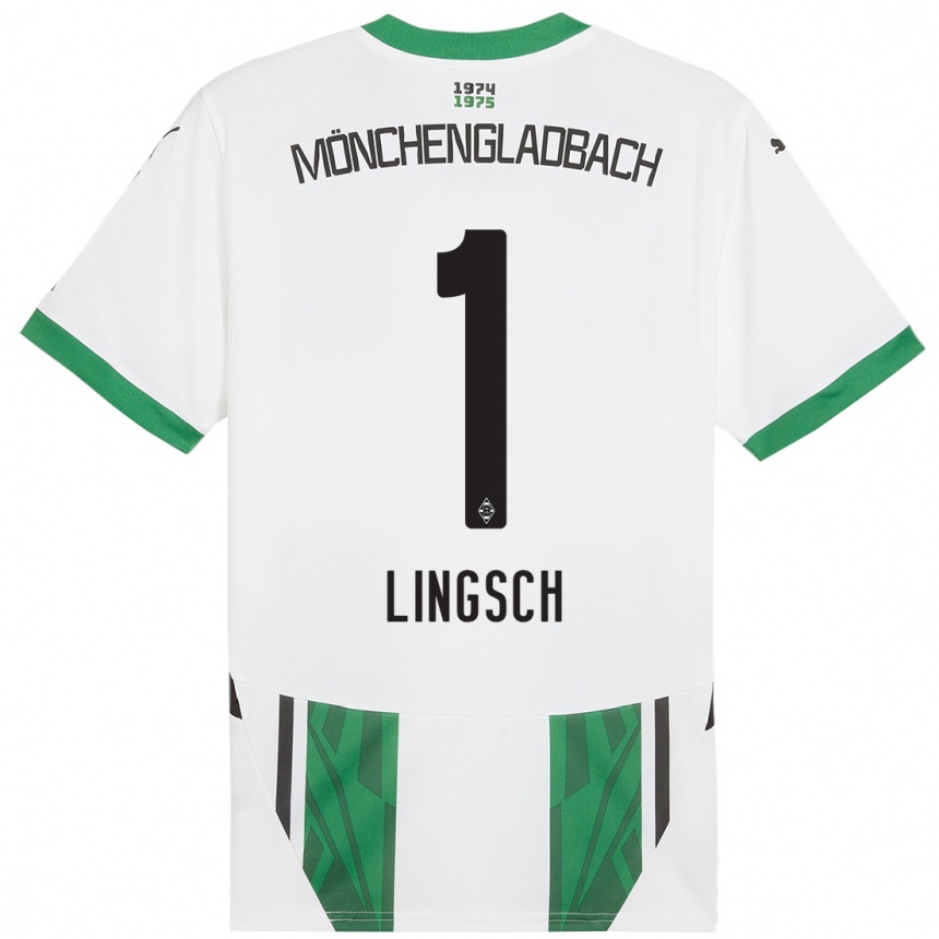 Kinder Fußball Tina Lingsch #1 Weiß Grün Heimtrikot Trikot 2024/25 T-Shirt Luxemburg