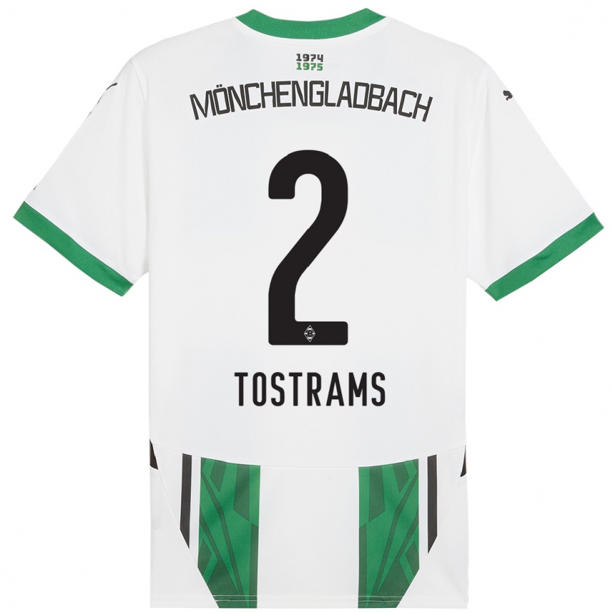 Kinder Fußball Eva Tostrams #2 Weiß Grün Heimtrikot Trikot 2024/25 T-Shirt Luxemburg