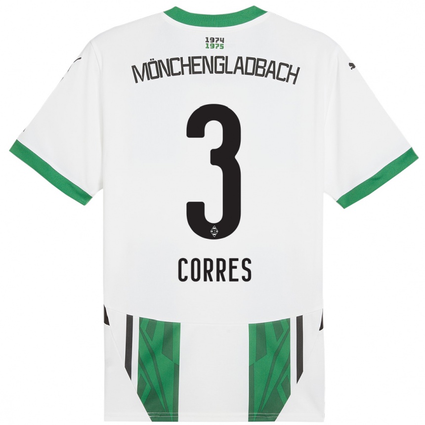 Kinder Fußball Carolin Corres #3 Weiß Grün Heimtrikot Trikot 2024/25 T-Shirt Luxemburg