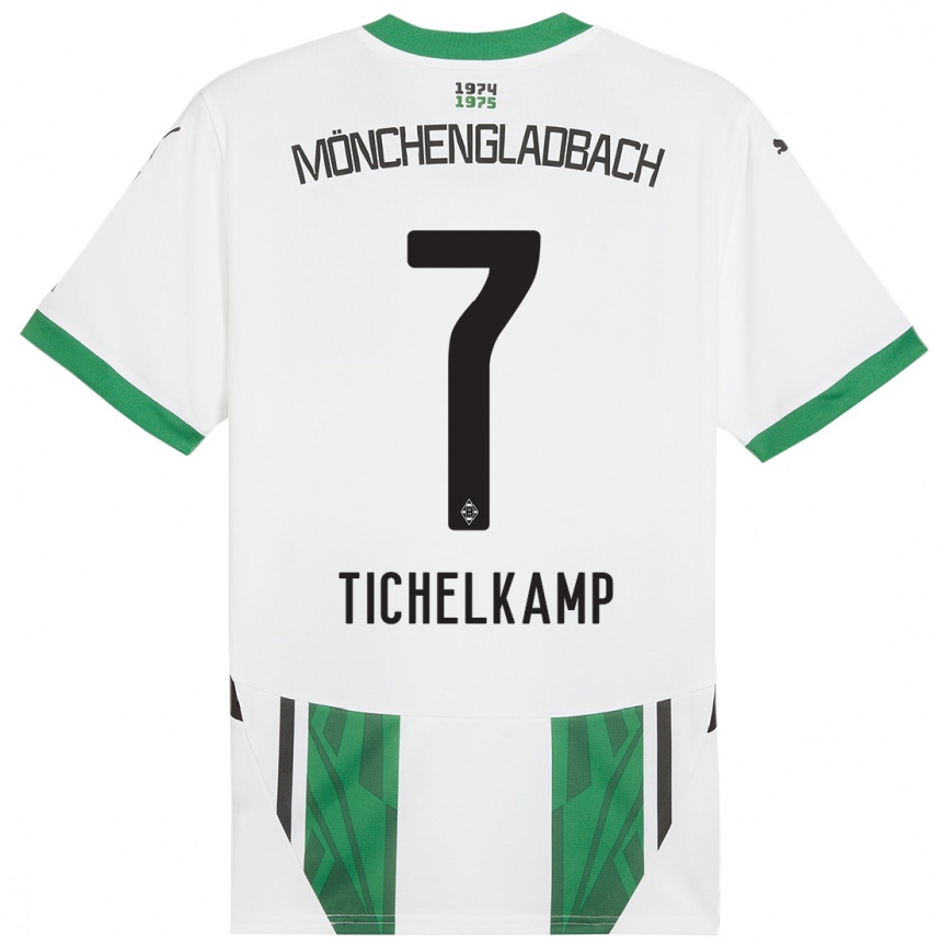 Kinder Fußball Emily Tichelkamp #7 Weiß Grün Heimtrikot Trikot 2024/25 T-Shirt Luxemburg