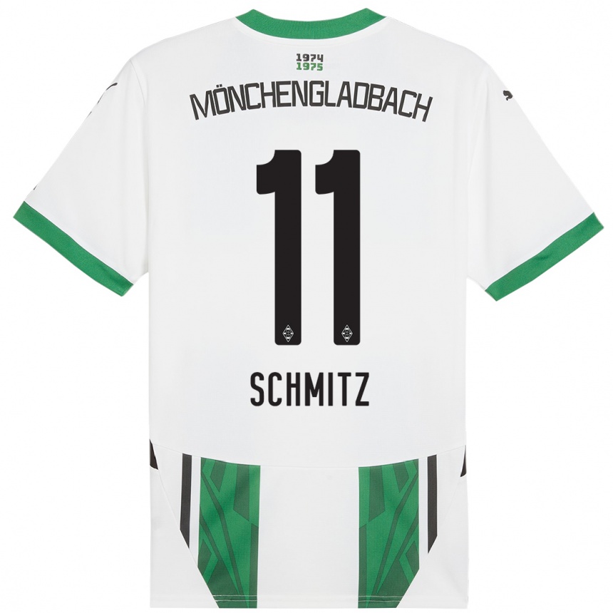 Kinder Fußball Louisa Schmitz #11 Weiß Grün Heimtrikot Trikot 2024/25 T-Shirt Luxemburg