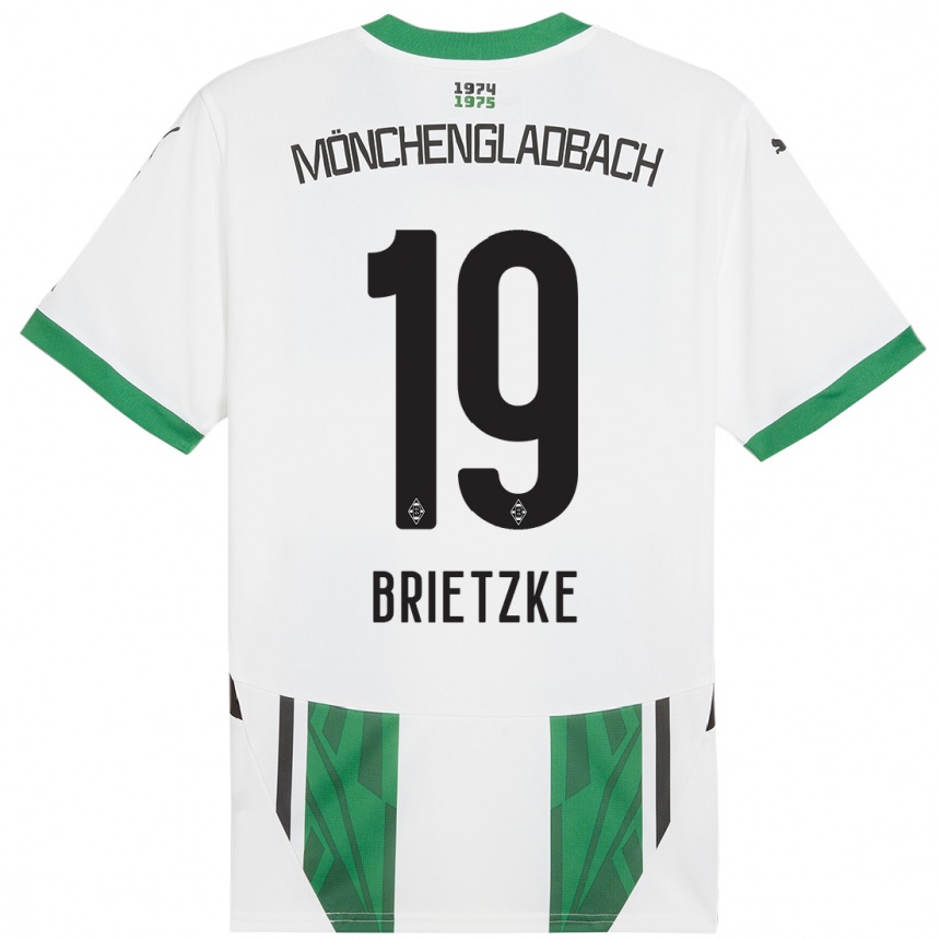 Kinder Fußball Yvonne Brietzke #19 Weiß Grün Heimtrikot Trikot 2024/25 T-Shirt Luxemburg