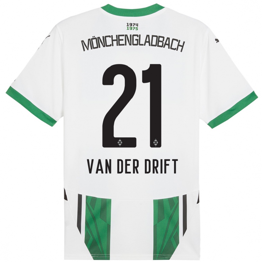 Kinder Fußball Suus Van Der Drift #21 Weiß Grün Heimtrikot Trikot 2024/25 T-Shirt Luxemburg