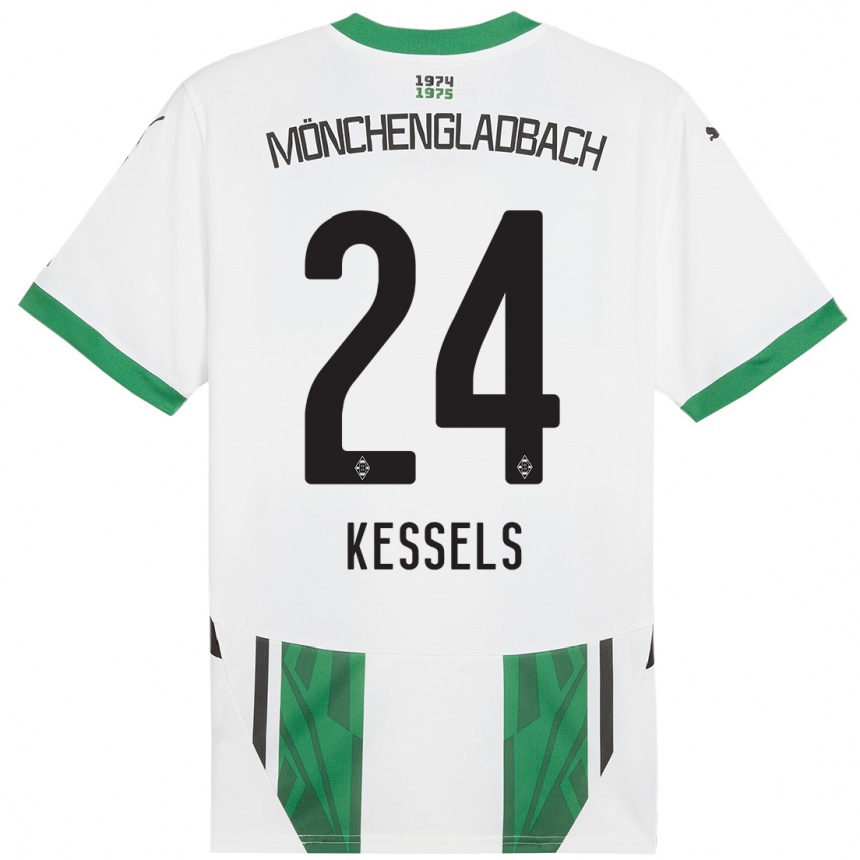 Kinder Fußball Imke Kessels #24 Weiß Grün Heimtrikot Trikot 2024/25 T-Shirt Luxemburg