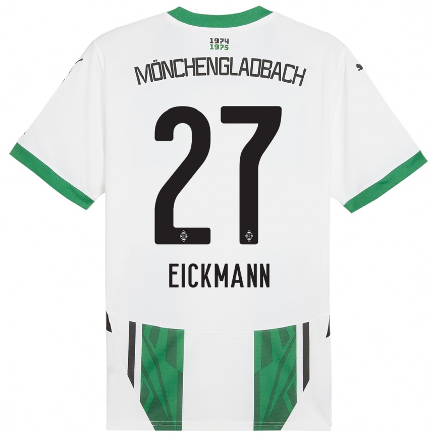 Kinder Fußball Mia Eickmann #27 Weiß Grün Heimtrikot Trikot 2024/25 T-Shirt Luxemburg