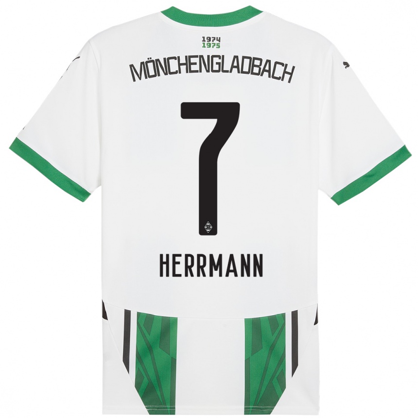 Kinder Fußball Patrick Herrmann #7 Weiß Grün Heimtrikot Trikot 2024/25 T-Shirt Luxemburg