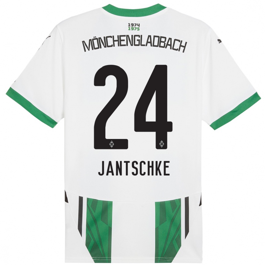 Kinder Fußball Tony Jantschke #24 Weiß Grün Heimtrikot Trikot 2024/25 T-Shirt Luxemburg