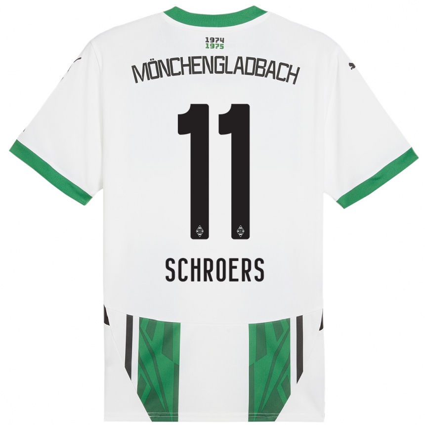 Kinder Fußball Mika Schroers #11 Weiß Grün Heimtrikot Trikot 2024/25 T-Shirt Luxemburg