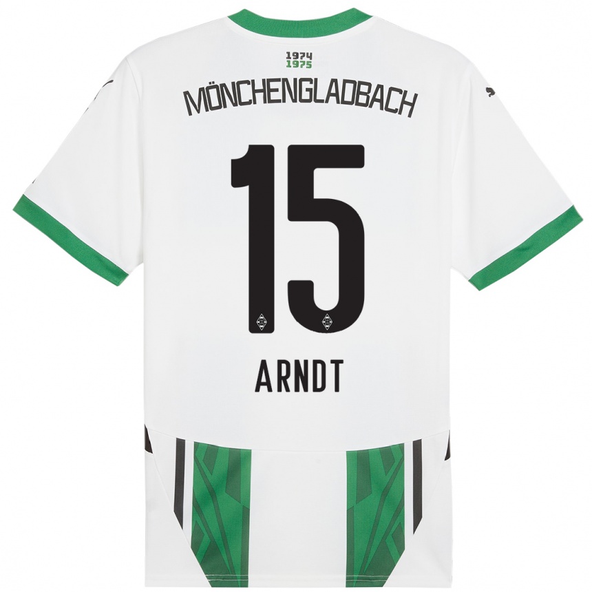 Kinder Fußball Leo Arndt #15 Weiß Grün Heimtrikot Trikot 2024/25 T-Shirt Luxemburg