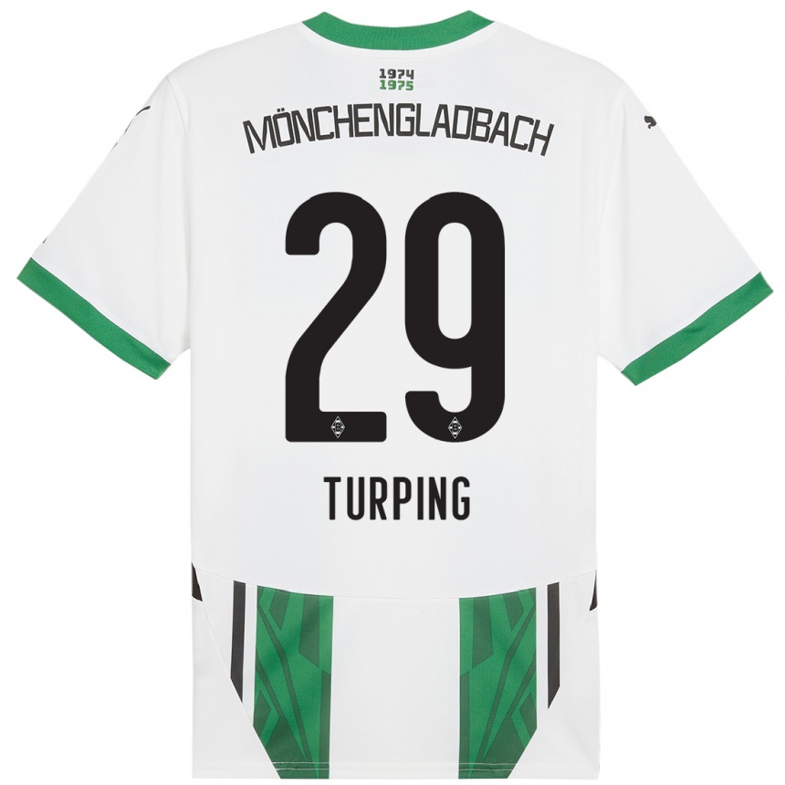 Kinder Fußball Selim Turping #29 Weiß Grün Heimtrikot Trikot 2024/25 T-Shirt Luxemburg