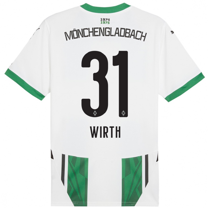 Kinder Fußball Linus Wirth #31 Weiß Grün Heimtrikot Trikot 2024/25 T-Shirt Luxemburg