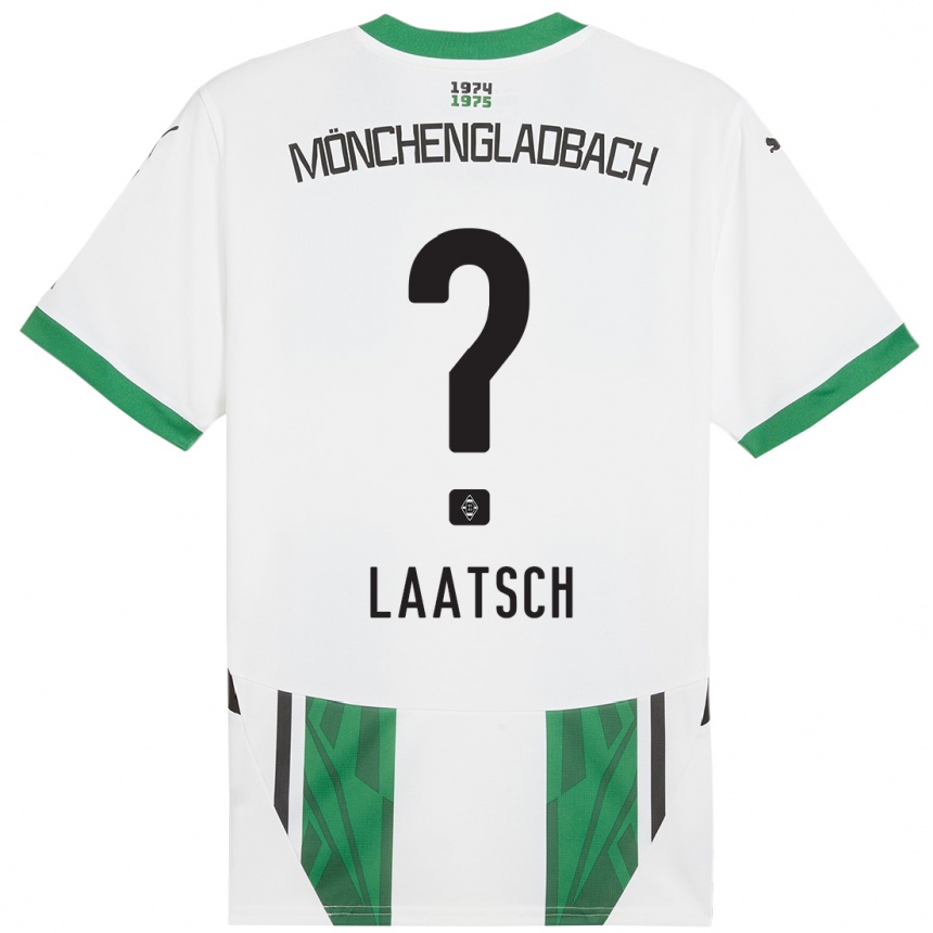 Kinder Fußball Leonard Laatsch #0 Weiß Grün Heimtrikot Trikot 2024/25 T-Shirt Luxemburg