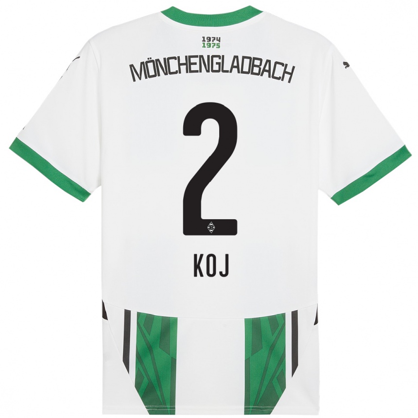 Kinder Fußball Julia Koj #2 Weiß Grün Heimtrikot Trikot 2024/25 T-Shirt Luxemburg