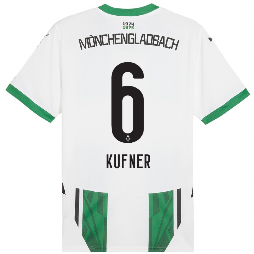 Kinder Fußball Anne-Catherine Kufner #6 Weiß Grün Heimtrikot Trikot 2024/25 T-Shirt Luxemburg