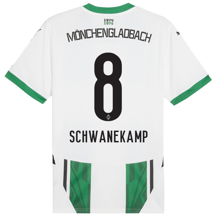 Kinder Fußball Jana Schwanekamp #8 Weiß Grün Heimtrikot Trikot 2024/25 T-Shirt Luxemburg